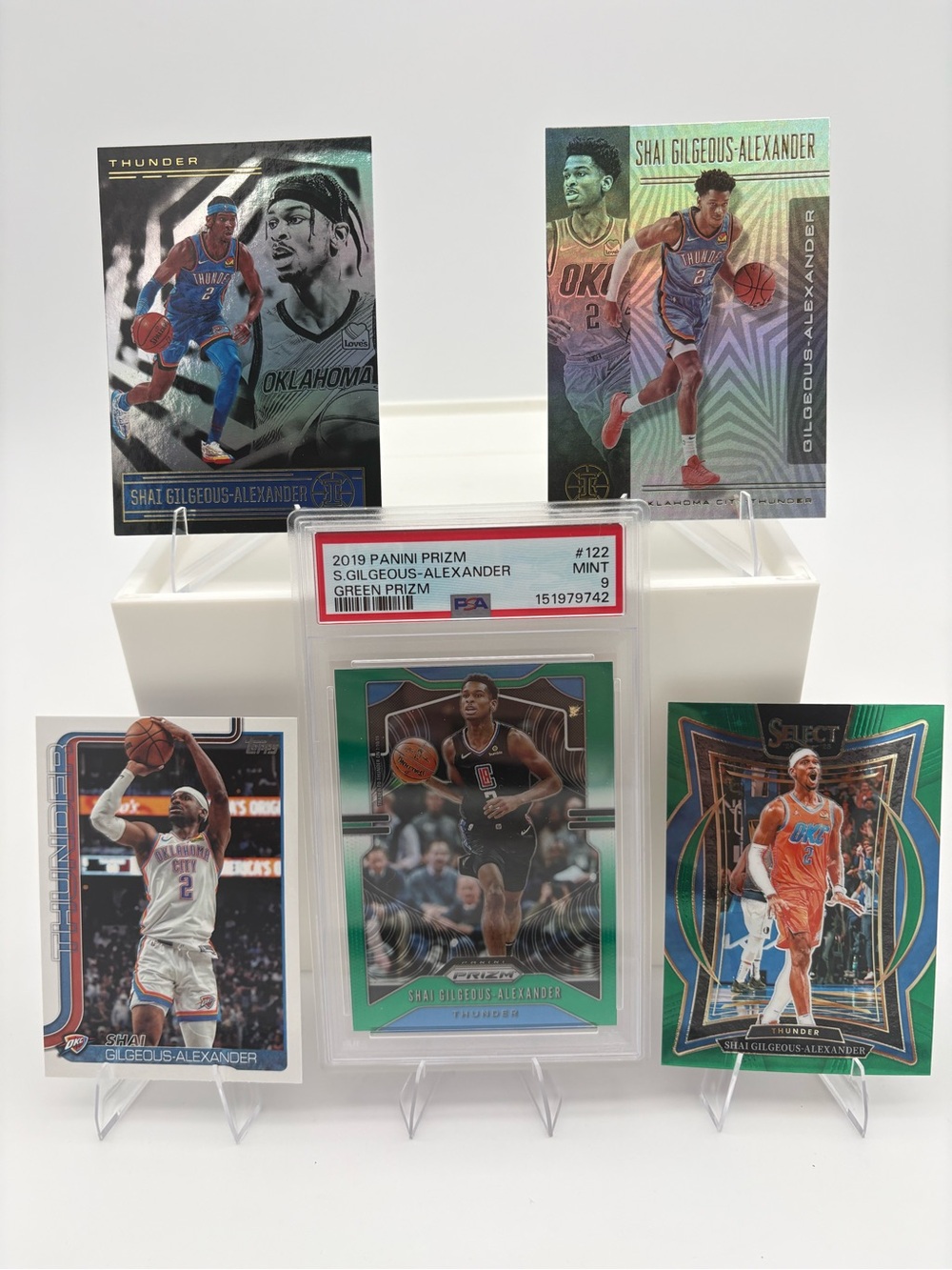 Shai Gilgeous-Alexander Thunder 5-Card Lot 🔥 2019 Prizm Green #122 PSA 9 🔥
